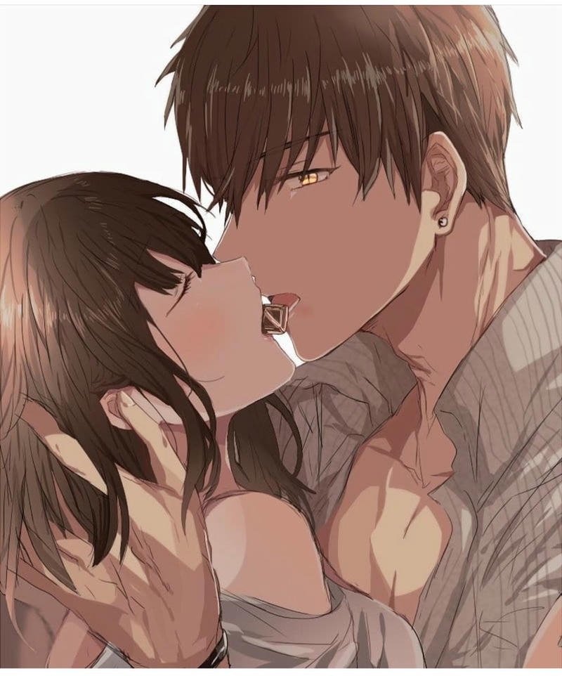 Hình anime hôn nhau đôi nam nữ trao nụ hôn