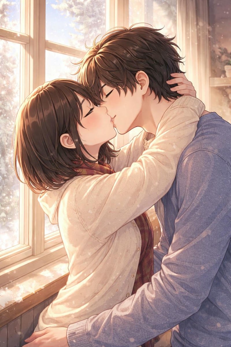 Hình anime hôn nhau hai nhân vật đứng gần nhau