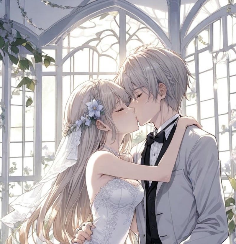 Hình anime hôn nhau khoảnh khắc tình cảm giữa cặp đôi