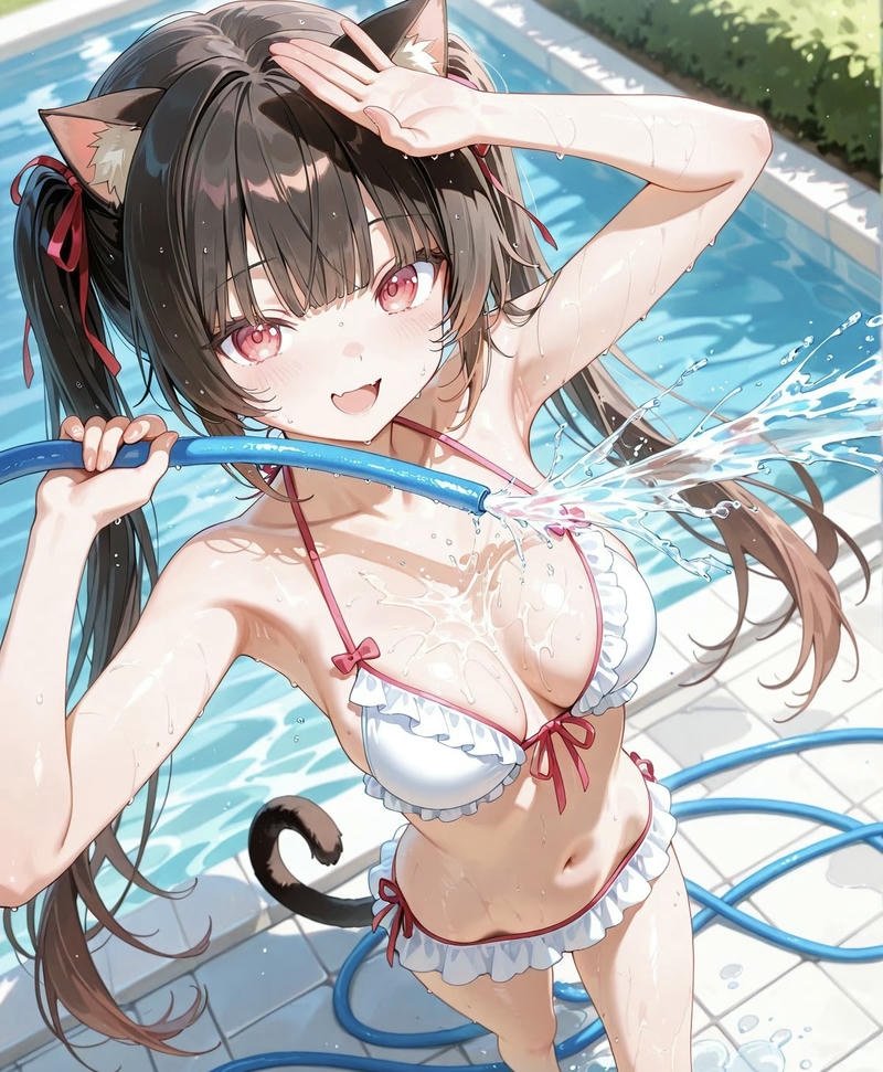 Hình anime nữ diện bikini phong cách tươi sáng