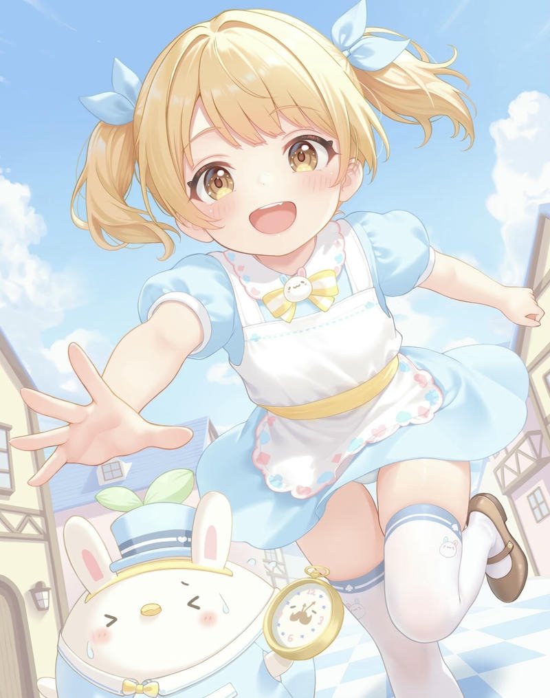 Hình anime nữ tóc vàng đáng yêu làm avatar