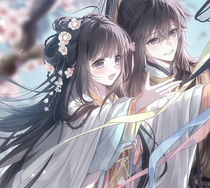 Hình avatar đôi anime hai nhân vật đứng song song