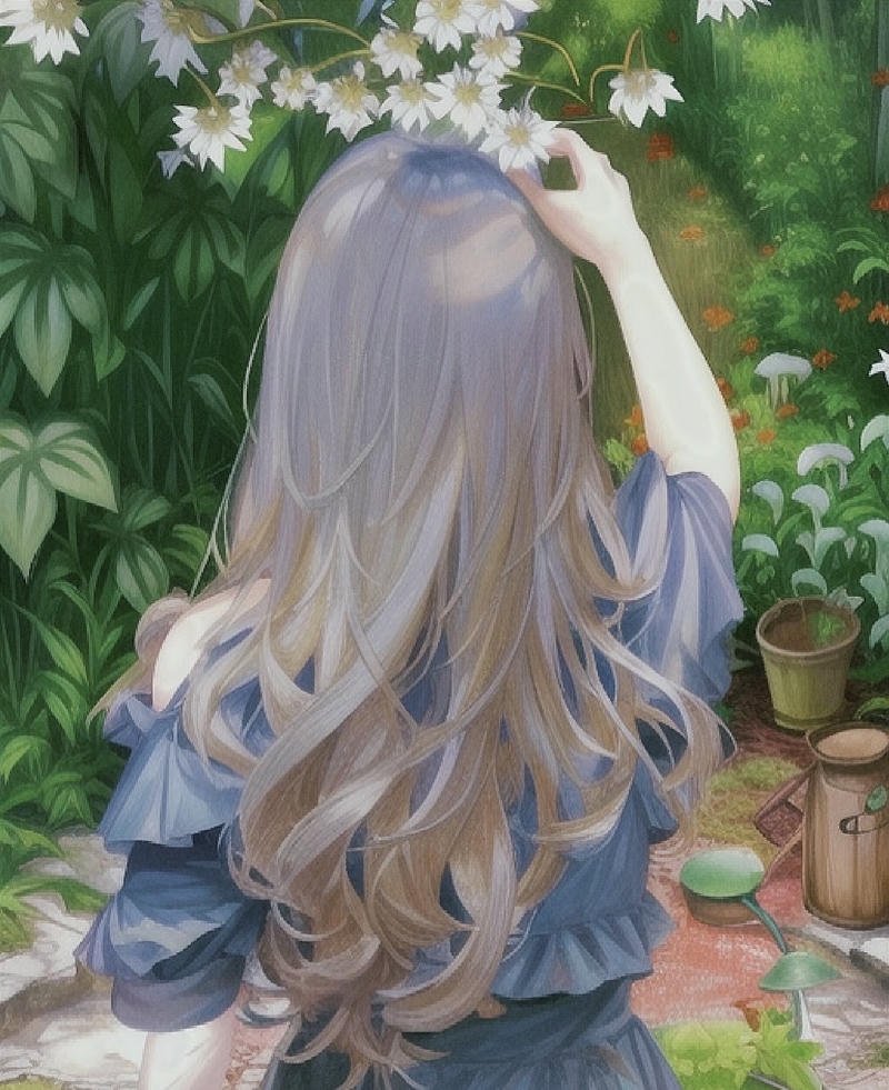Hình cô gái quay lưng anime nhìn ra phong cảnh xa