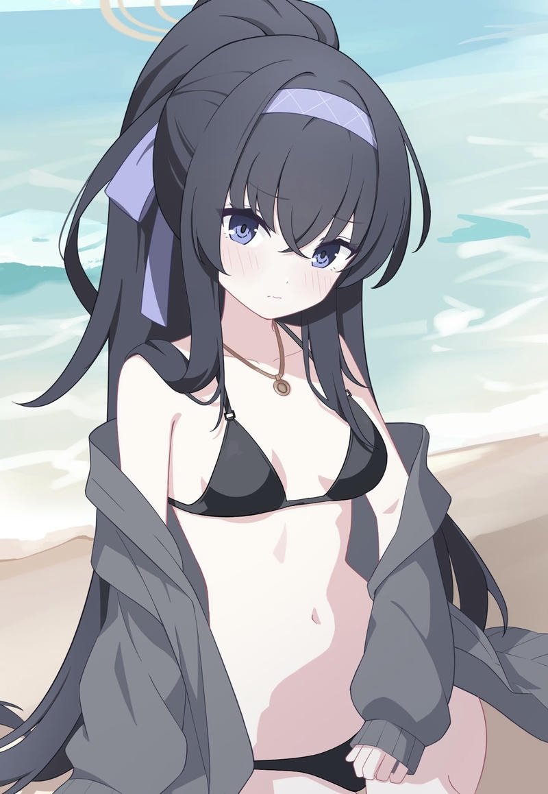 Hình nền cô gái anime mặc bikini mùa hè