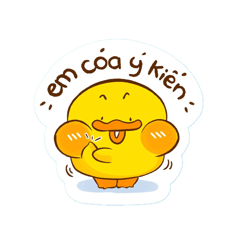 Hình sticker con vịt với biểu cảm ngạc nhiên đáng yêu