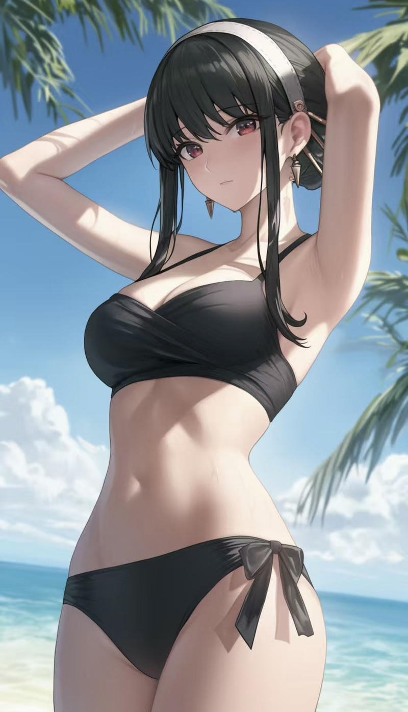 Nhân vật anime nữ diện bikini xinh xắn quyến rũ