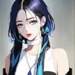 Nữ anime phong cách bí ẩn ánh mắt sắc bén