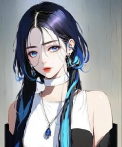 Nữ anime phong cách bí ẩn ánh mắt sắc bén