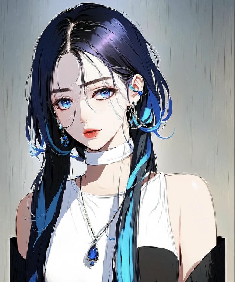 Nữ anime phong cách bí ẩn ánh mắt sắc bén