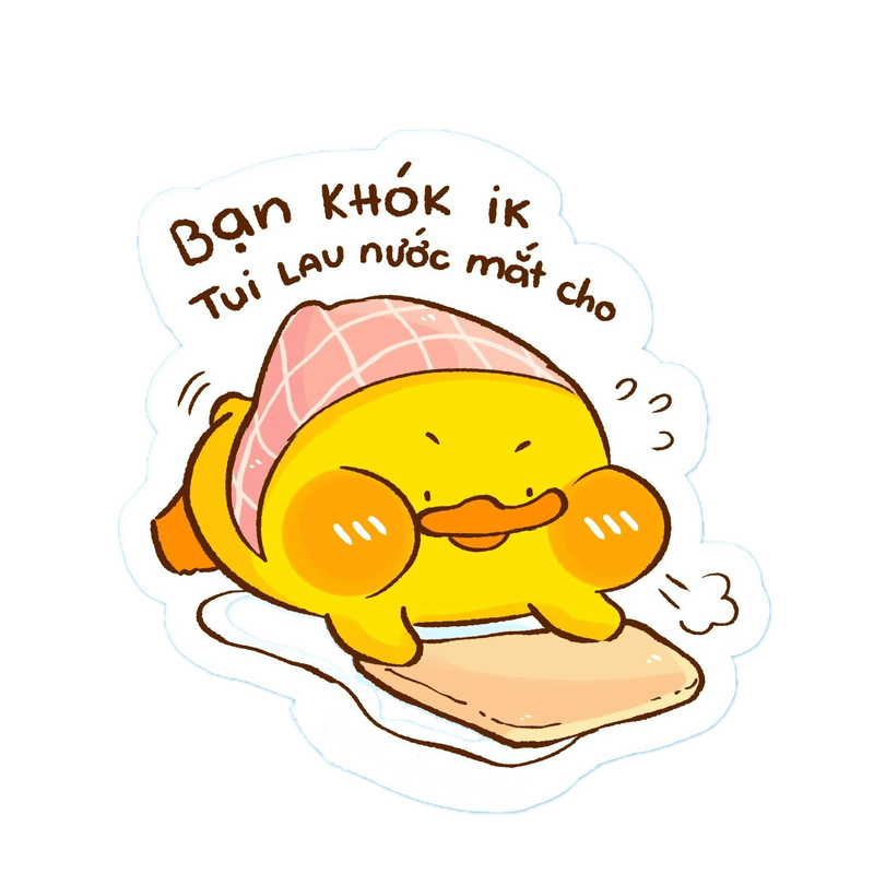 Sticker con vịt cute với nét mặt xinh xắn