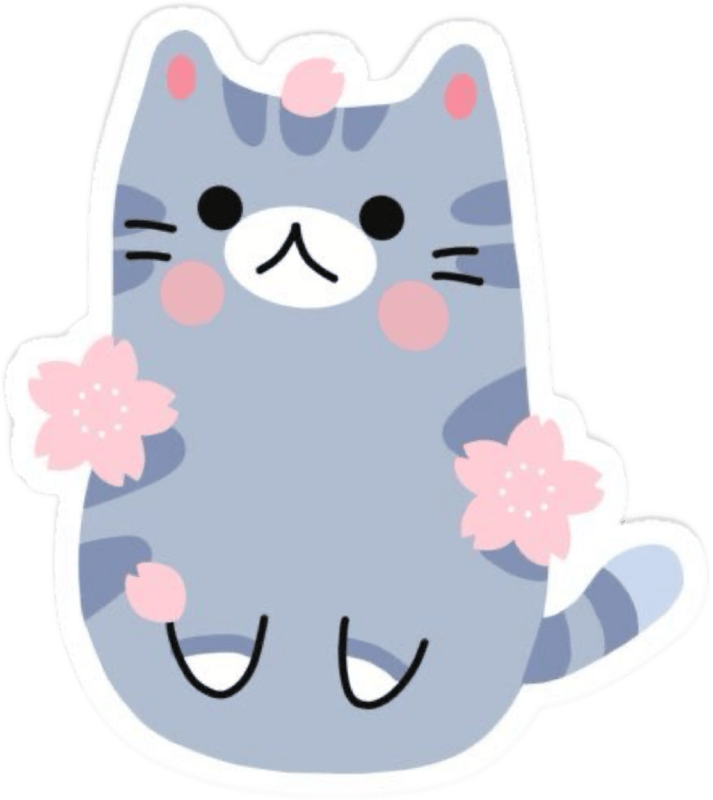 Sticker mèo hiện diện với nét mặt ngây thơ rõ rệt