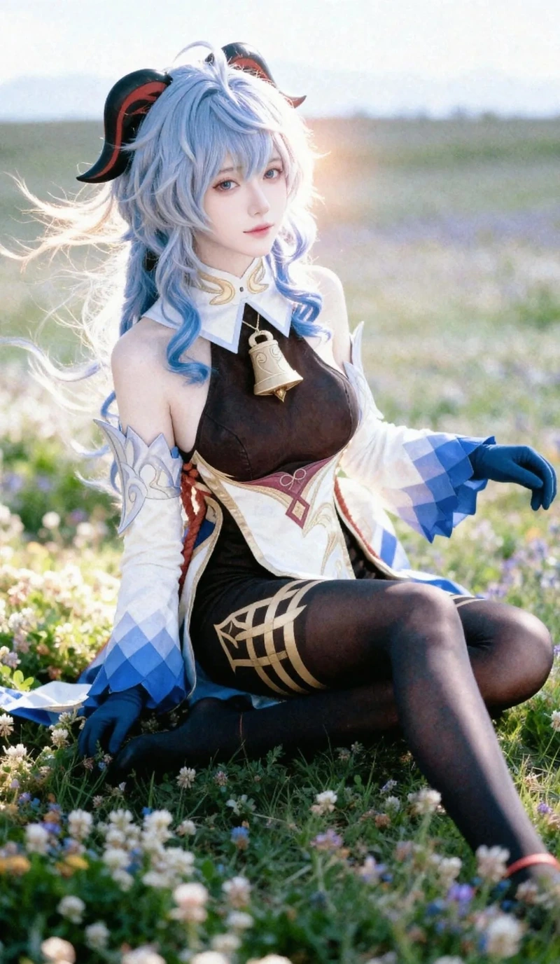 Ảnh cosplay Ganyu với ánh sáng đẹp tự nhiên nổi bật