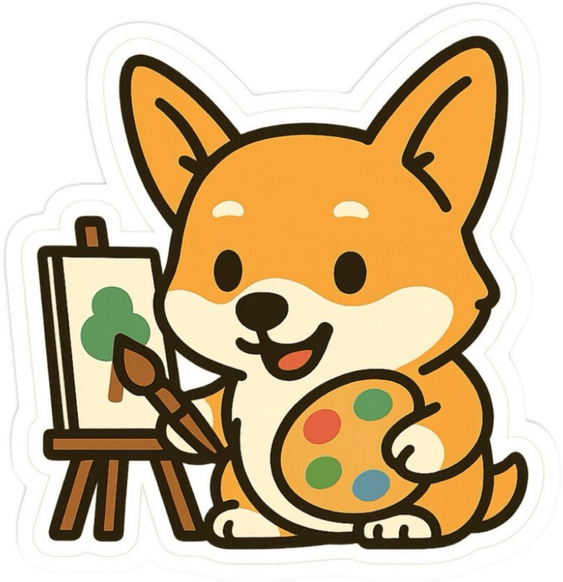 Hình dán chó Shiba gây chú ý bởi gương mặt lanh lợi