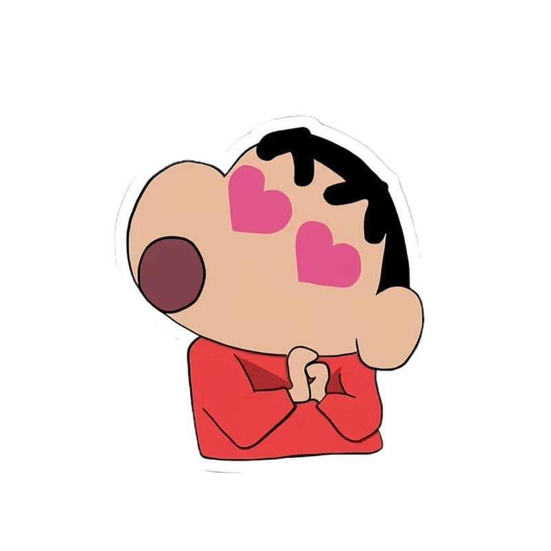 Hình dán nhân vật chibi với nụ cười ngọt ngào và ánh mắt long lanh