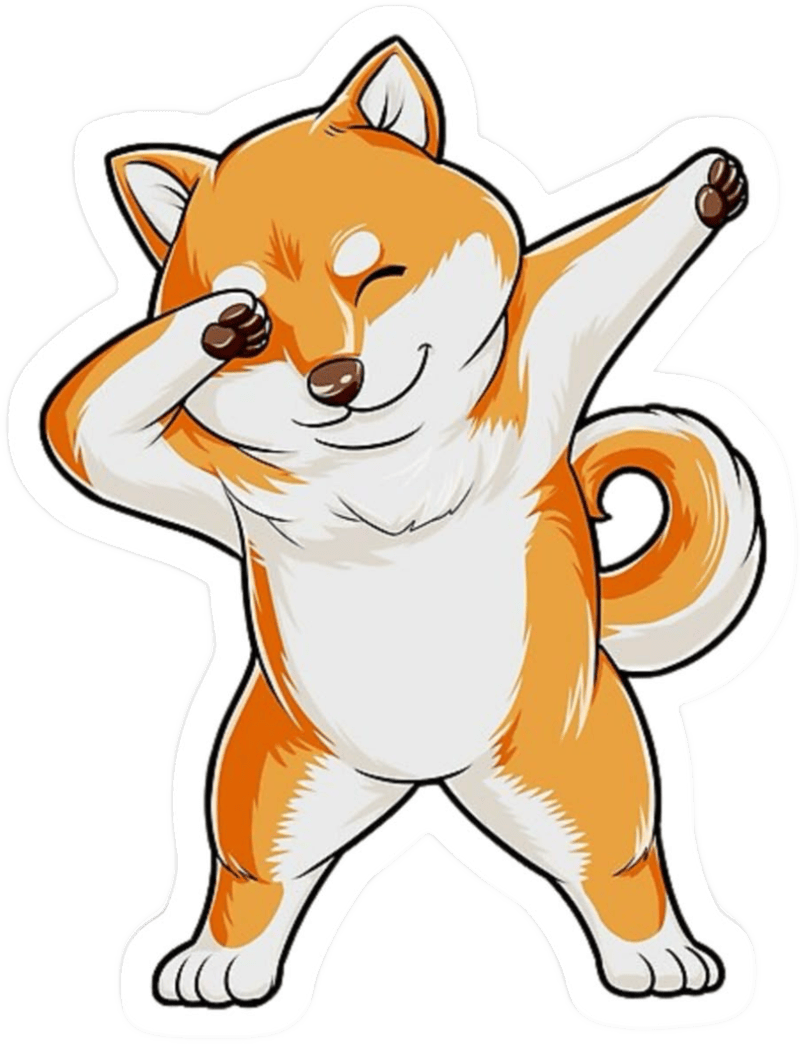 Hình sticker chó Shiba thể hiện sự linh hoạt nổi bật