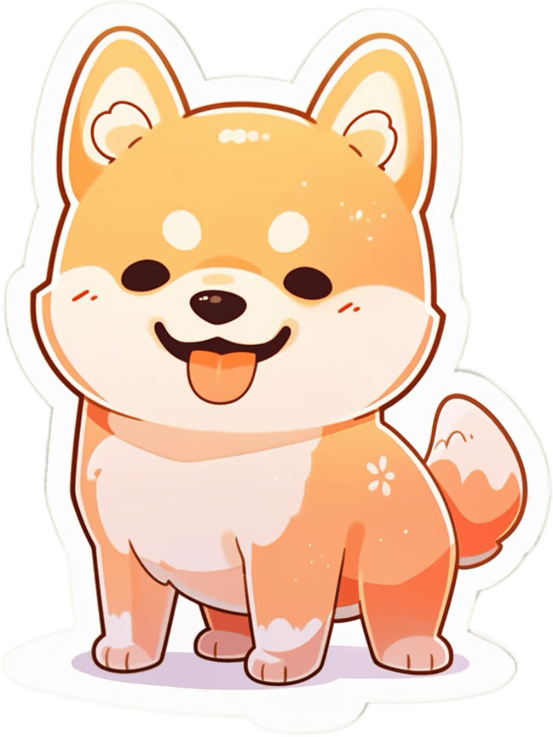 Hình sticker chó Shiba với gương mặt tròn tinh nghịch
